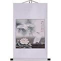 Lotus and Heron Wall Art Painting - White