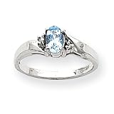 14k Gold White Gold Aquamarine & .02ct Diamond Birthstone Ring