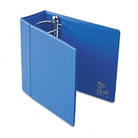 Heavy-Duty Vinyl EZD&reg Reference Binder, Label Holder/Finger Hole, 5 Cap., Blue (AVE79896)