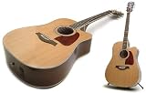 Electro Acoustic Guitar: Solid Cedar Top Dreadnought Electro Acoustic with Cutaway