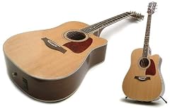 Electro Acoustic Guitar: Solid Cedar Top Dreadnought Electro Acoustic with Cutaway