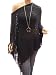Patty Women Unique & Comfy Crochet Fringe Hem Jumper Poncho (Black One Size)