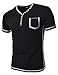 TheLees Slim Fit 2 Tone Button Point V-neck Short Sleeve Tshirts