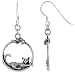 Sterling Silver Oxidized Drop Earrings w/ Puma Cat, 13/16 (21mm) tall