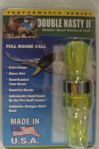 Buck Gardner Calls Perf Poly Double Nasty 2 Single Reed Call, Fluorescent Green
