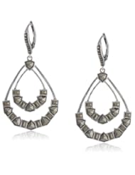 Judith Jack "Purple Moon" Sterling Silver and Marcasite Double Teardrop Earrings