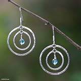 Earrings, 'Blue Halo' 1 W 1.6 L