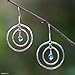 Earrings, 'Blue Halo' 1 W 1.6 L