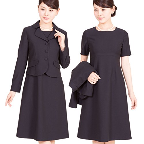 【メアリーココ】LEV-0504 濃紺 フォーマル 2枚重ね襟 アンサンブル 鹿の子織り 学校説明会 お受験スーツ ママ 入学式 卒業式