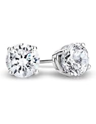 1.00ct 4 Prong Round Diamond 14k White Gold G- I1 Stud Earrings