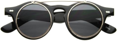 zeroUV® - Small Retro Steampunk Circle Flip Up Glasses / Sunglasses