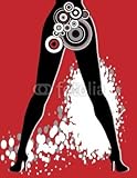 Wallmonkeys Peel and Stick Wall Decals - Woman Sexy Legs with Circles, Red Black White Gray. - 48