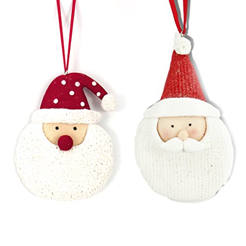 Holiday Lane Santa Clay Set of 2 Christmas Ornaments