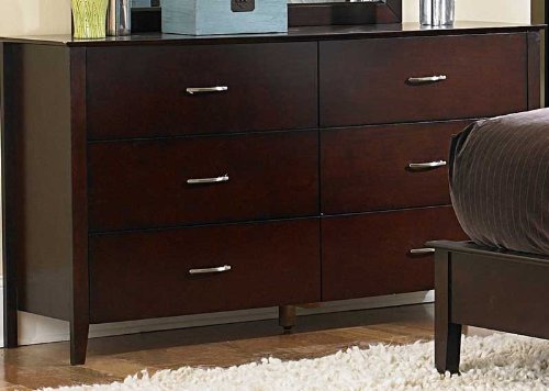 Drawer Dresser Contemporary Style in Merlot Finish