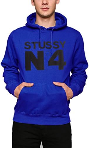 Stussy Mens No. 4 Hoody Pullover Sweatshirt/Sweater Large Marina Blue