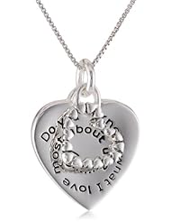 Sterling Silver "Do You Know What I Love Most About Us? You!" with Double Hearts Reversible Pendant Necklace , 18"