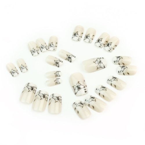 AllBeauty 24pcs New 3D Butterfly False Nail Art Tips Fake Nail Great for Party DIY