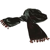 Sage Velvet Scarf finished with Beaded Fringe