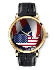 SPRAWL Aanalog Fashion Series Gold Ladies Watches of Genuine Black Leather Strap,Unique Wrist Watch for Women Girls Designed with American flag