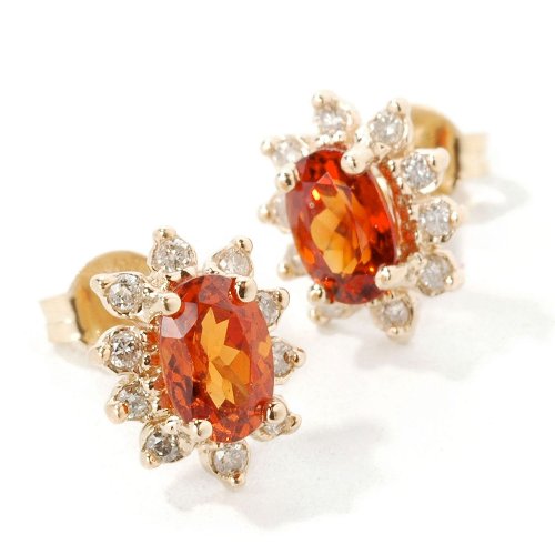 Michael Valitutti 14K Yellow Gold Nigerian Spessartite Garnets & Diamond Cluster Earrings