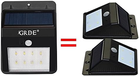 [2 Pack Upgrade 8 LED Solar Light ]Waterproof Led Wall Sconces- Motion Sensor - Detector Activated/Dusk to Dawn Dark Sensing Auto On/Off