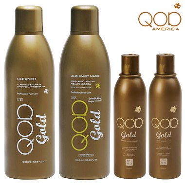QOD Gold Alquimist Mask 33 Oz Complete Set - Reconstructive Keratin Treatment with 22K Gold