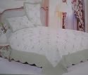 3pc 100% cotton fully quilted emb' bedspread set SAGE, Queen