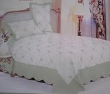3pc 100% cotton fully quilted emb' bed cover set SAGE