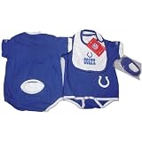 Indianapolis Colts NFL Infants / Babys / Kids Blue and White Creeper, White Bib, and Bootie Set by Reebok