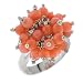 Funky Cluster Coral bead Silver Ring costume jewelry