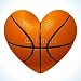 Wallmonkeys Peel and Stick Wall Decals - Vector Ball for Basketball in the Shape of Heart - Removable Graphic