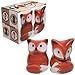 Super Cute Foxy Ceramic Salt and Pepper Shakers Set in a Gift Box