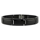 Black Stainless Steel Men's Bracelet (12.5mm Wide) 8.75 Inches (Adjustable up 0.75 Inches)