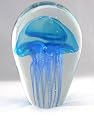 Blue Glass Jellyfish Paperweight Ocean Beach New