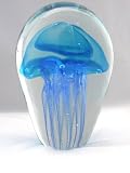 Blue Glass Jellyfish Paperweight Ocean Beach New