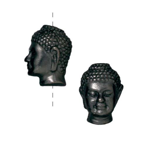 Black Finish Pewter Buddha Head Beads 13.5mm (2)