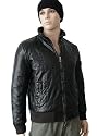 Herren Winterjacke in cooler Leder Optik -  wattiert