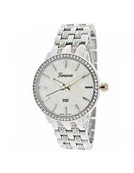 Mark Naimer Womens Watch in Silver Color with Stone Studs, Japan Quartz Movement