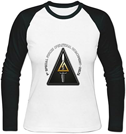 Goonowe DIY Delta Force For Usa Army Logo Graphic Printed Long Baseball T-shirt For Women S White