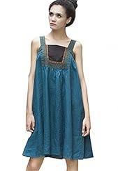 Plus Size Spaghetti Strap Summer Cotton/Linen Mini Dress 