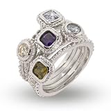 Five Band CZ Stackable Ring Set Size 9 (Sizes 5 6 7 8 9 Available)