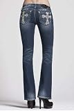 41ilGTN3sRL. SL160  Miss Me Jeans JP5368B DK 28E Boot cut, dark blue wash, flat pockets with leather cross, clear rhinestones, and studs.