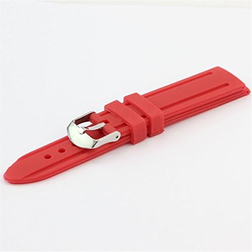 Rubber Watch Band Strap with Classic Buckle Width 20/22/24mm Red