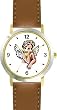 Angel In Thought - Cherub, Angel or Cupid Theme - WATCHBUDDY&reg; DELUXE TWO-TONE THEME WATCH - Arabic Numbers - Brown Leather Strap-Size-Large ( Men's Size or Jumbo Women's Size )