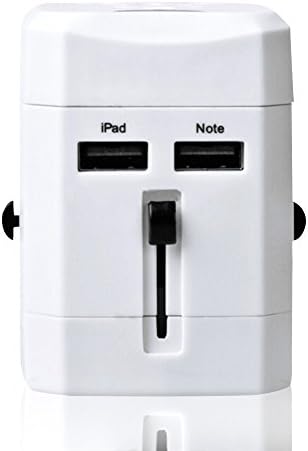 Liang's Universal Travel Power Plug, Dual USB Ports, Portable All In One World Wide Wall AC Adapter Charger, for US/EU/UK/AU (White)
