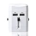 Liang's Universal Travel Power Plug, Dual USB Ports, Portable All In One World Wide Wall AC Adapter Charger, for US/EU/UK/AU (White)