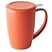 FORLIFE Curve Tall Tea Mug with Infuser and Lid 15 ounces, Carrot
