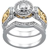 14K Two Tone Gold Diamond Bridal Engagement Ring