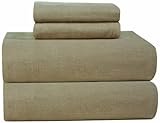 IMAGE OF Pointehaven Heavy Weight Printed 100-Percent Cotton Flannel Full Sheet Set, Flax