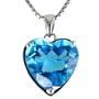 Ocean's Heart-Shaped 4ct Aquamarine Cubic Zirconia Platinum Overlay CAREFREE Sterling Silver Pendant Necklace (18")